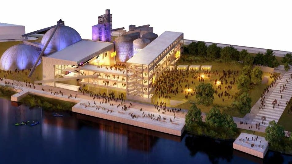 A concept drawing of the Upper Harbor Terminal proposed arts center.