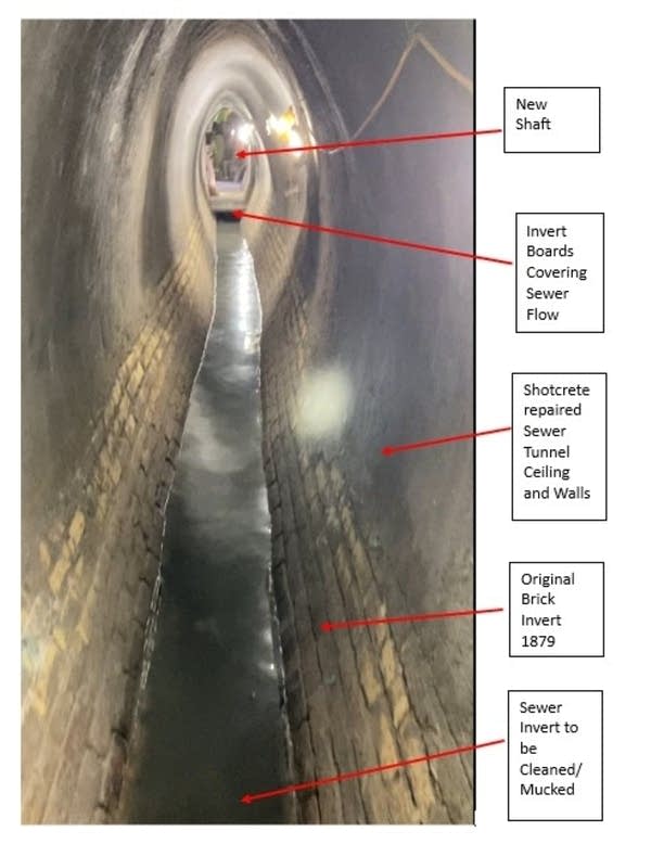An image showing repair work done to a sewer tunnel