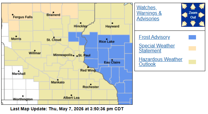 Frost advisory 2 a.m. to 8 a.m. Friday