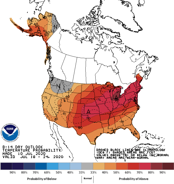 NOAA 8 to 14-day temperature outlook