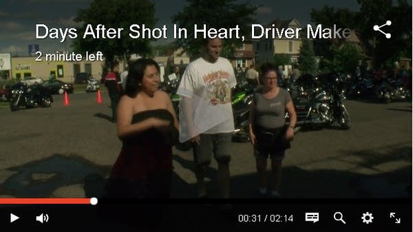 Shot two weeks ago, pizza delivery man visits work
