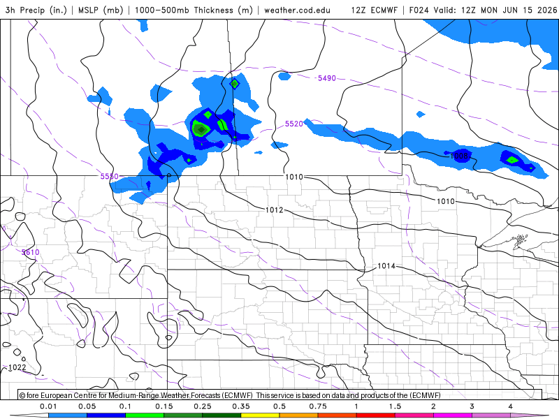 Forecast precipitation Monday 7 a.m. to Tuesday 7 a.m. 