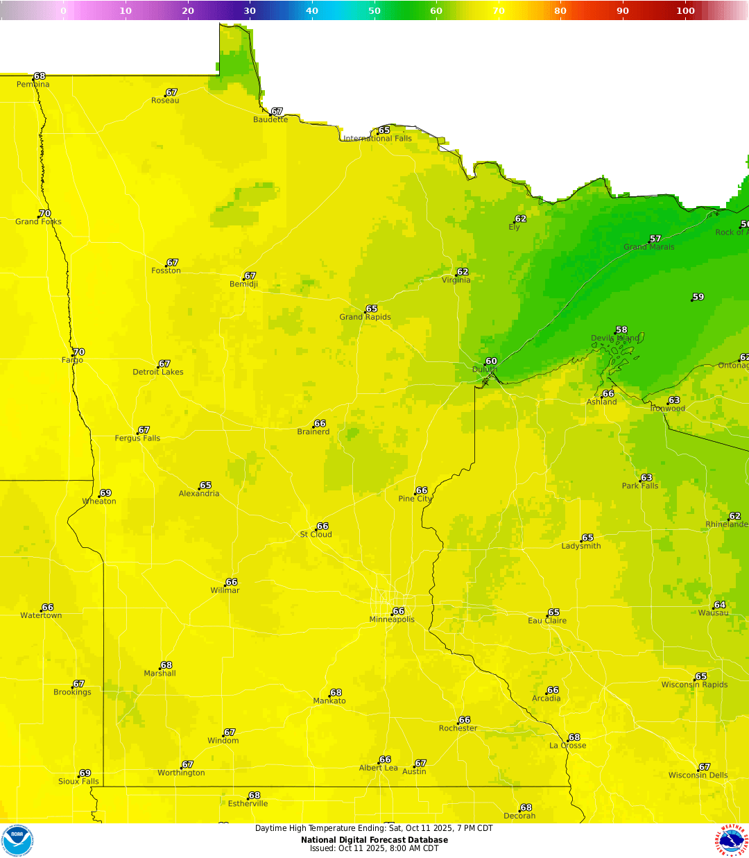 Highs for Saturday