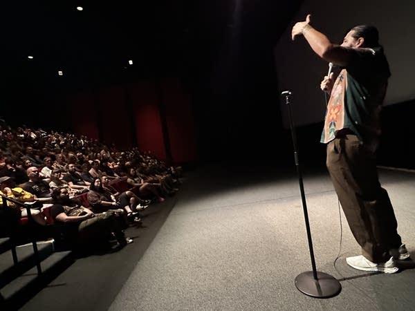 A person performs