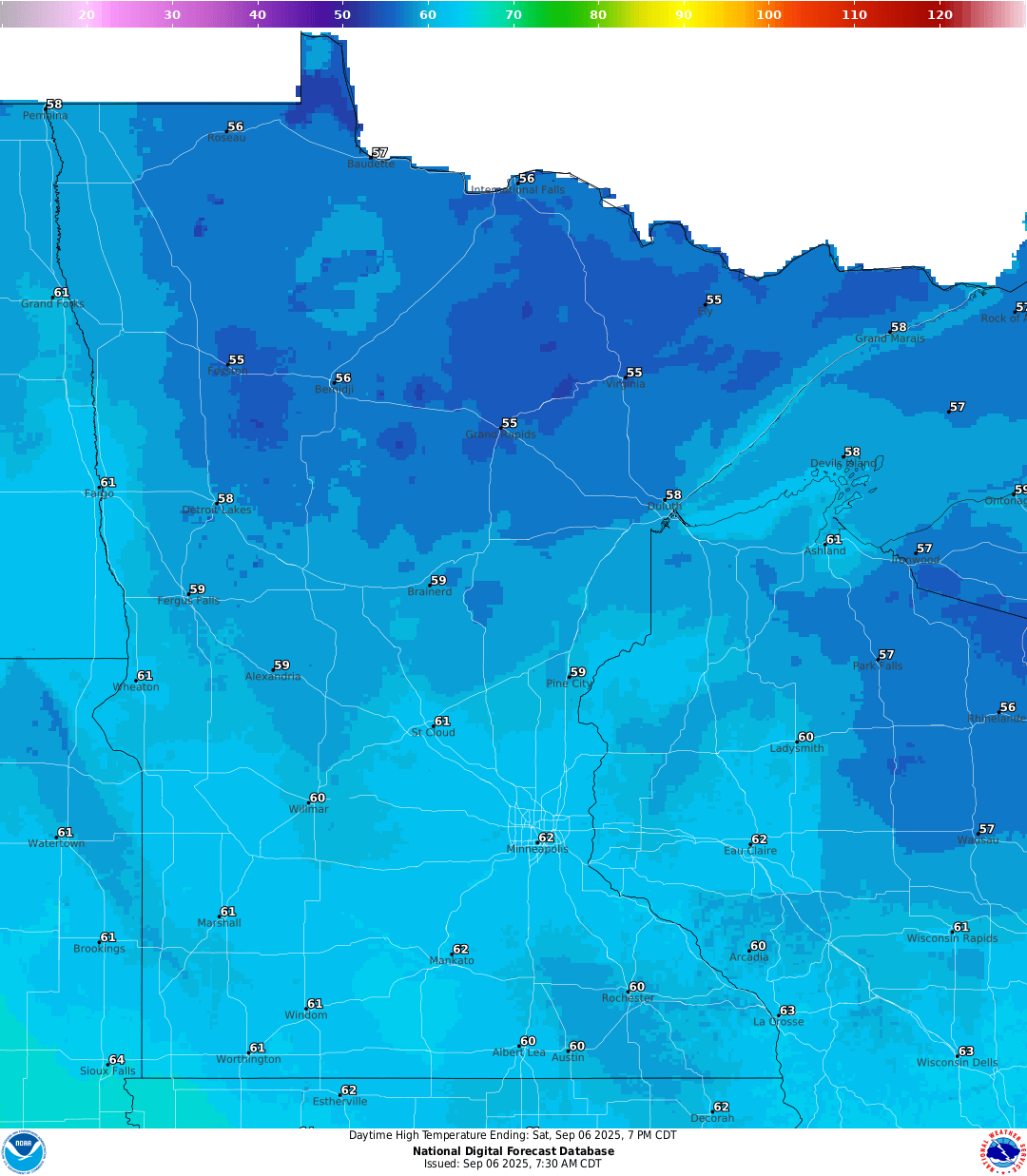 Highs for Saturday