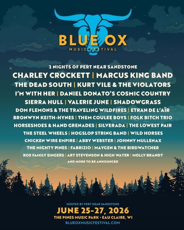 Blue Ox Music Festival will be held June 25-27, 2026 in Eau Claire, Wisconsin.