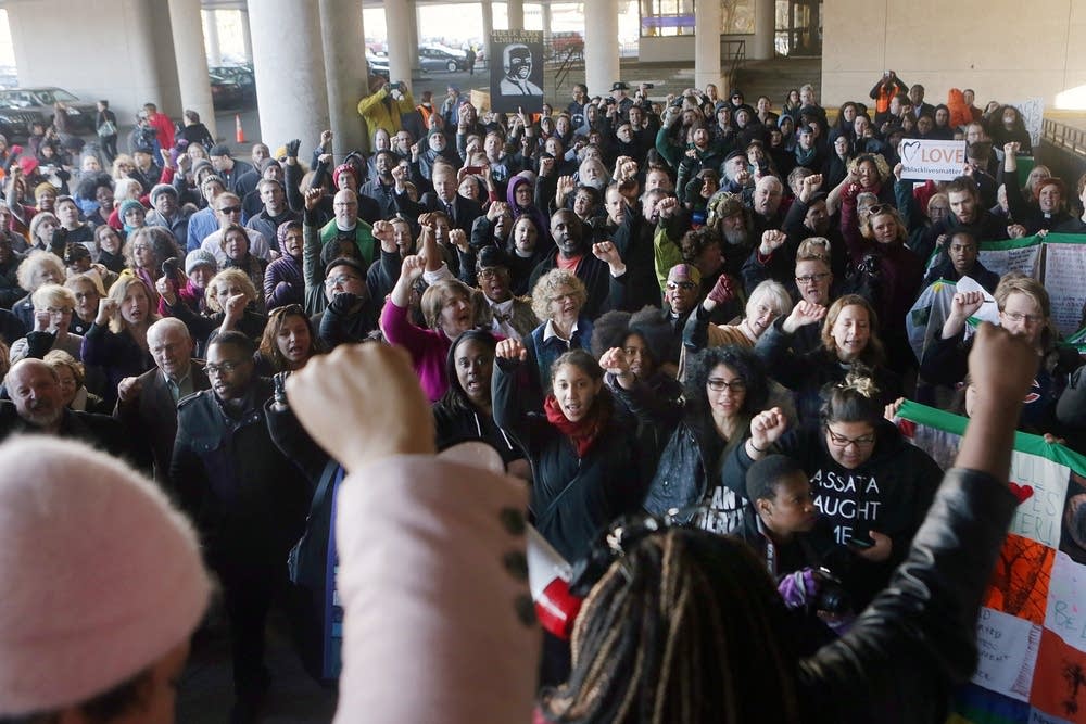 Rally outside the Hennepin County District Court