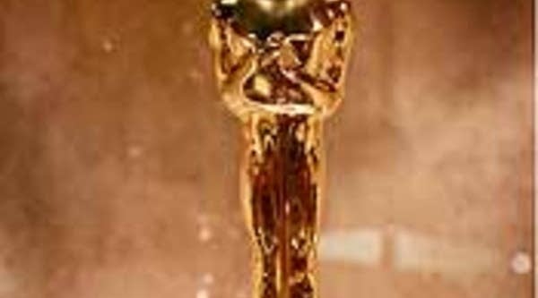 An Oscar statuette sits in a display case at R.S. Owens & Company in Chicago, Ill.