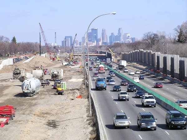 Road construction between Minneapolis and St. Paul