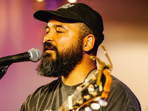 Geoffrey Wilson of Laamar performing at LC's Venue as part of the Rochester Thaw Music Festival on Saturday, March 22, 2025.