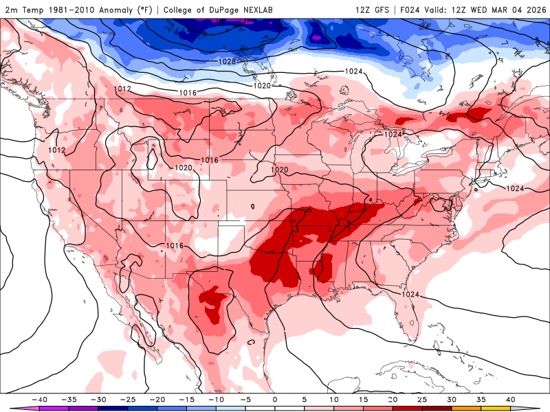 Surface temperature anomalies