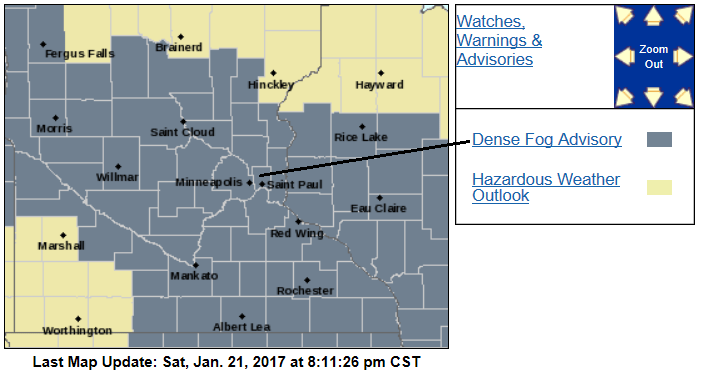 Dense fog advisory through Sunday morning