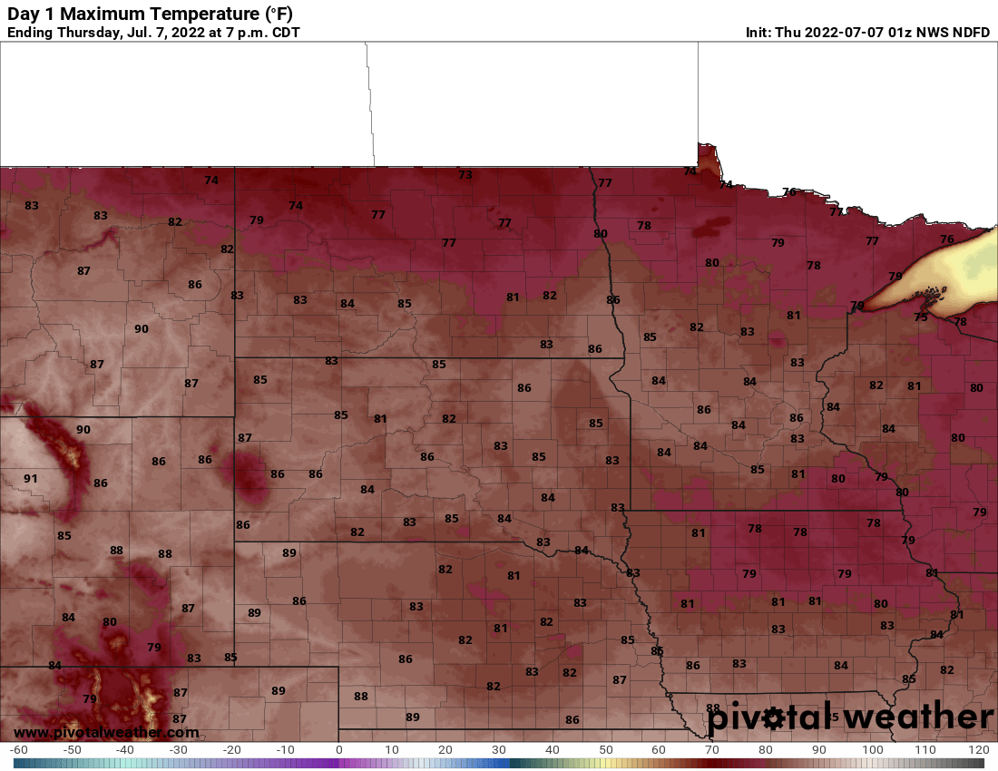 Warm, muggy, spotty storms Thursday