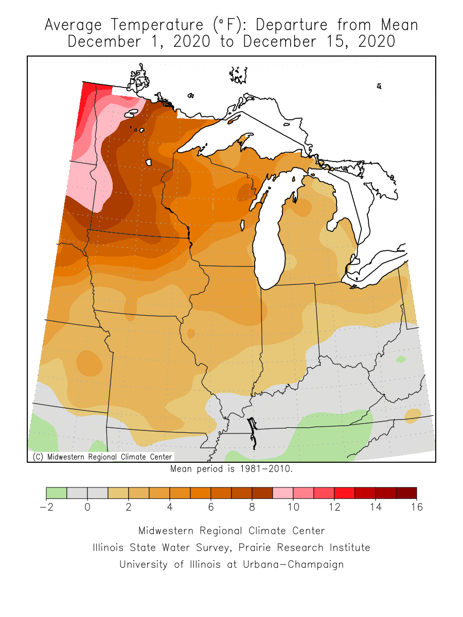 Monthly temperature departure 