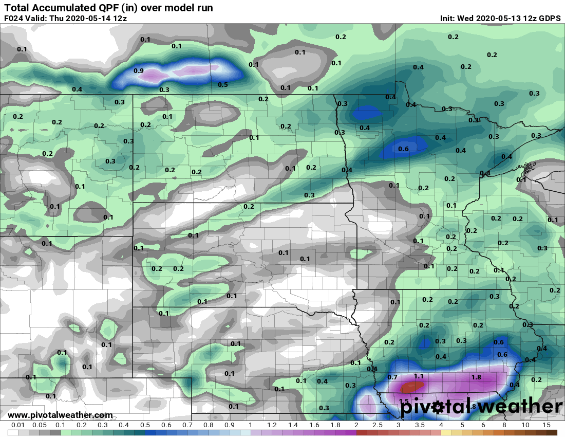 Canadian model precipitation output through tonight