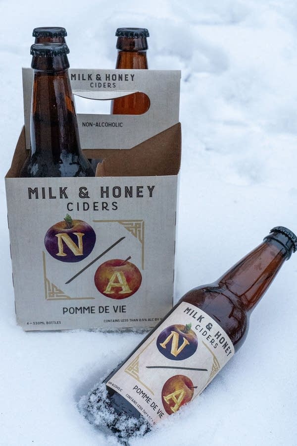 A four-pack of cider bottles.