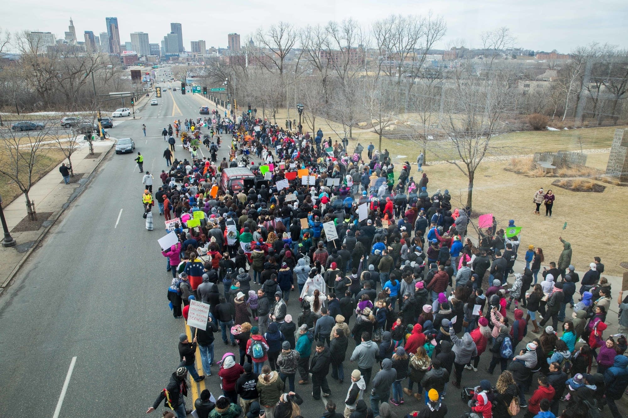 More than 1000 protesters march toward downtown St. Paul.