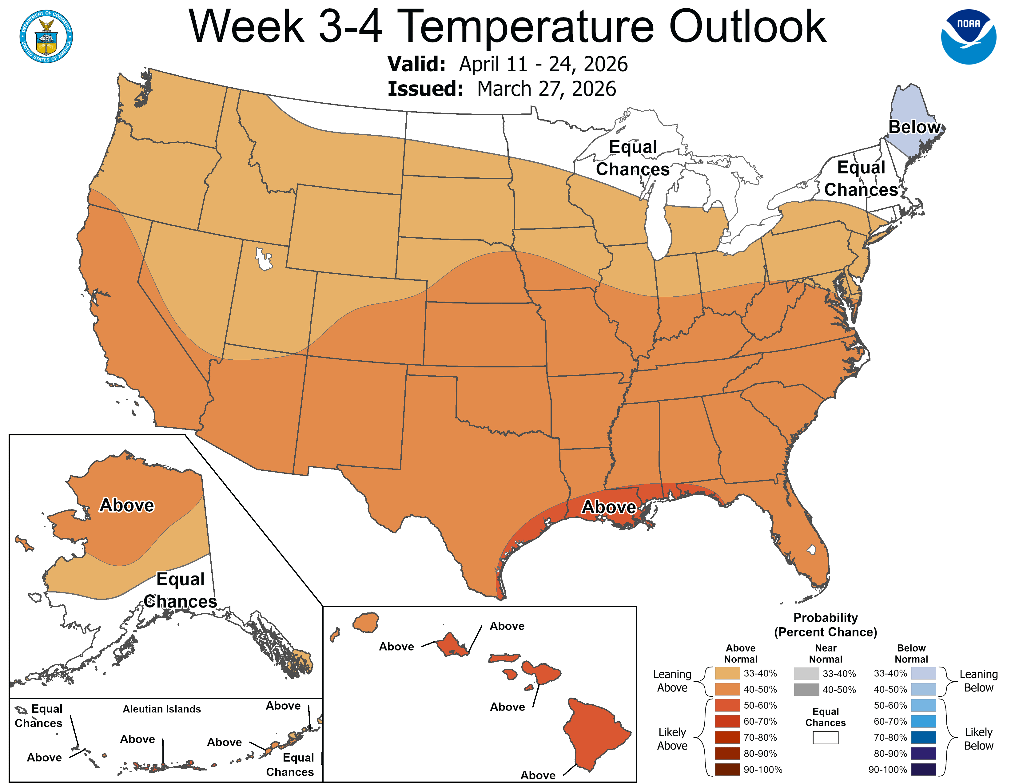NOAA week 3 and 4 temperature outlook