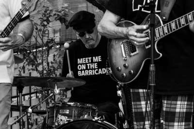 Drummer performing on stage