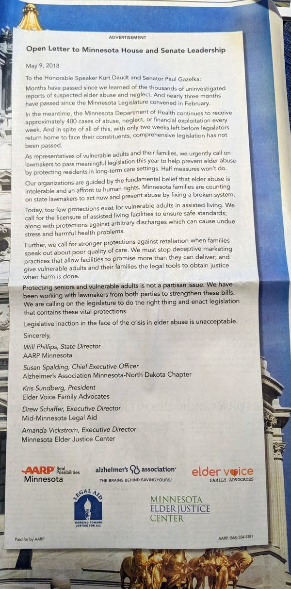 Fighting abuse of elders a tough sell at Minnesota Capitol