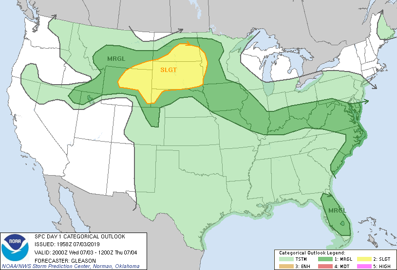 July 4: Scattered showers, thunderstorms possible, along with sunshine