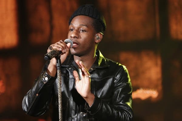 Leon Bridges performing 'Shy' on 'Jimmy Kimmel Live!' on Monday, Feb. 11.