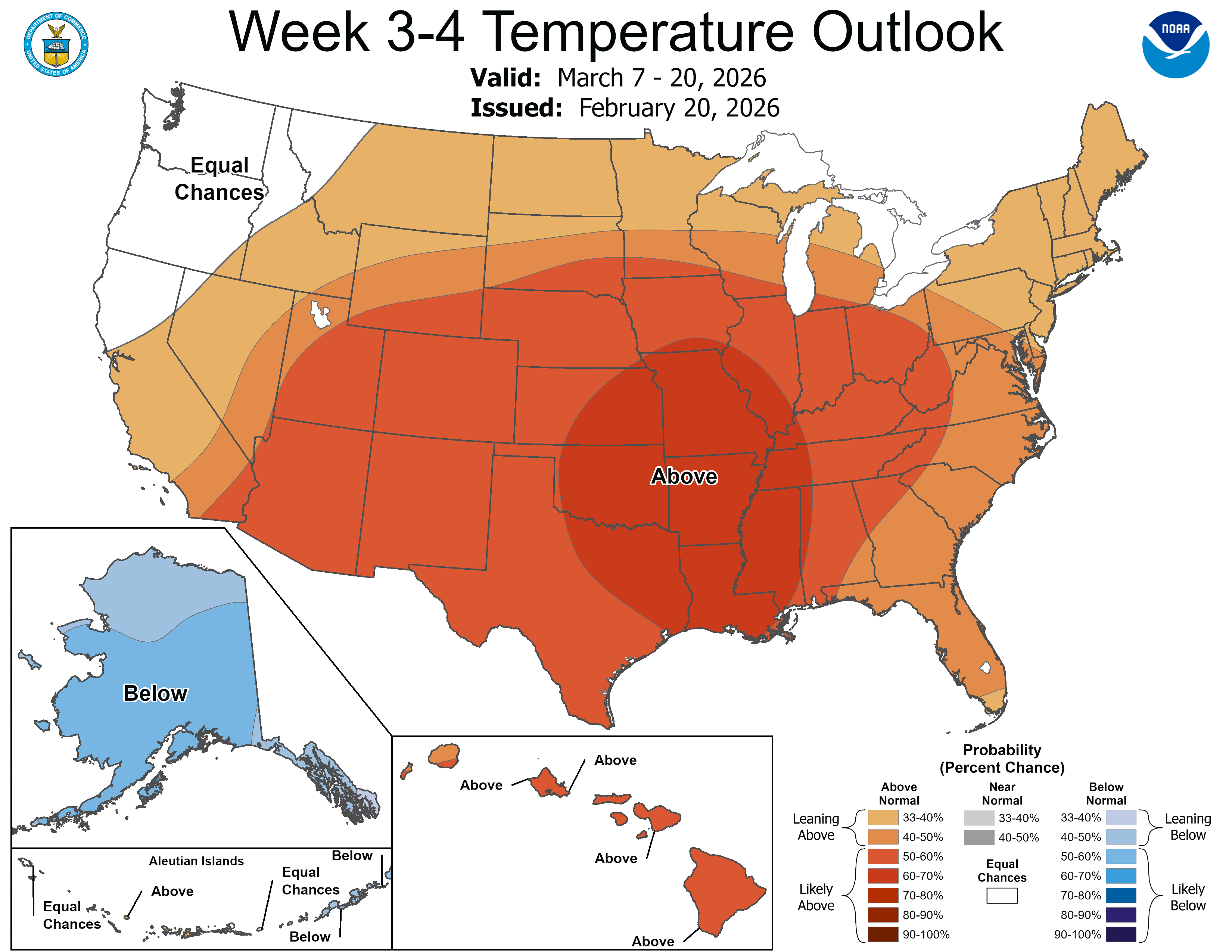 NOAA week 3 and 4 temperature outlook