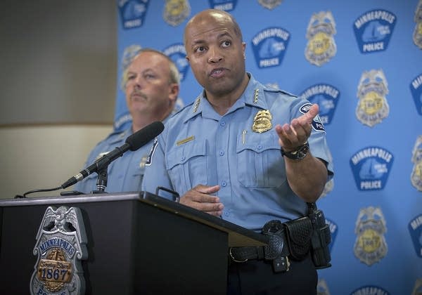 Minneapolis police chief Medaria Arradondo addresses the media.