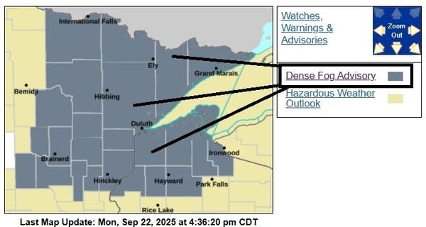 Dense fog advisory for NE Minnesota; beautiful weather week ahead