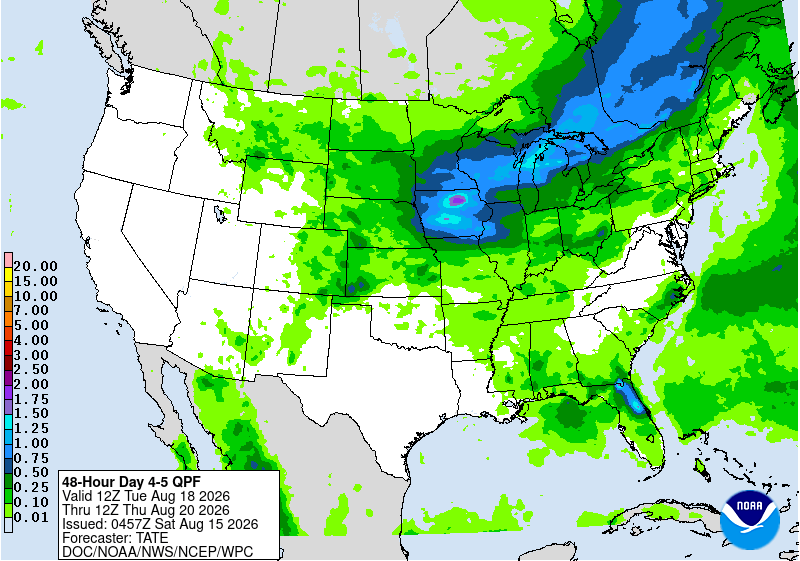 Quantitative precipitation forecast Tuesday through Thursday