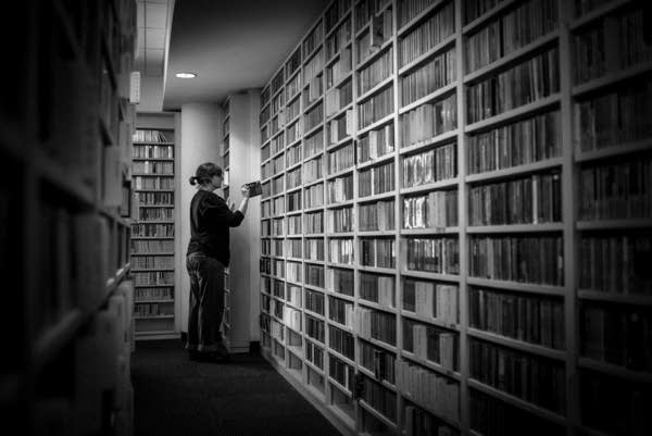 Inside the music library.