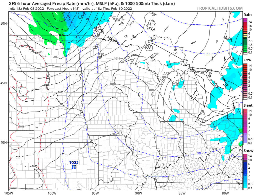 NOAA GFS model Thursday