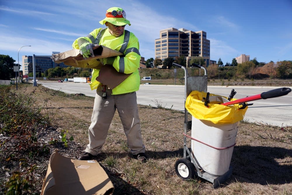 Picking up litter
