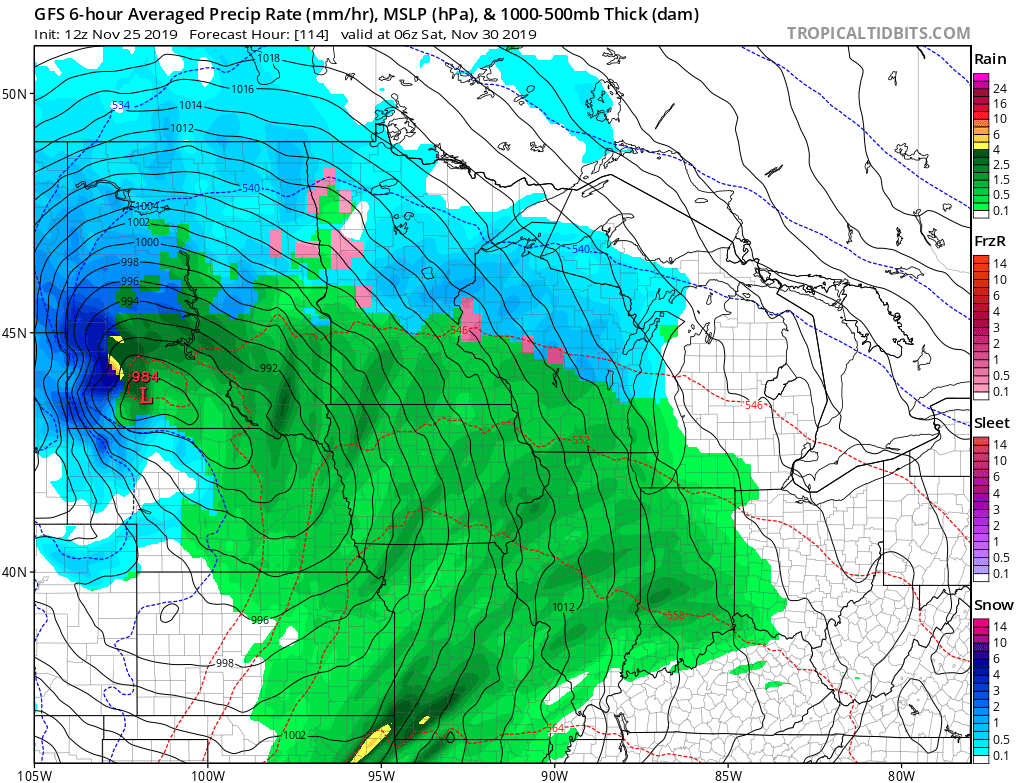 NOAA GFS model Friday night