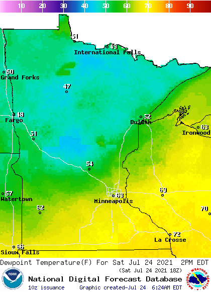 minneapolis dew point