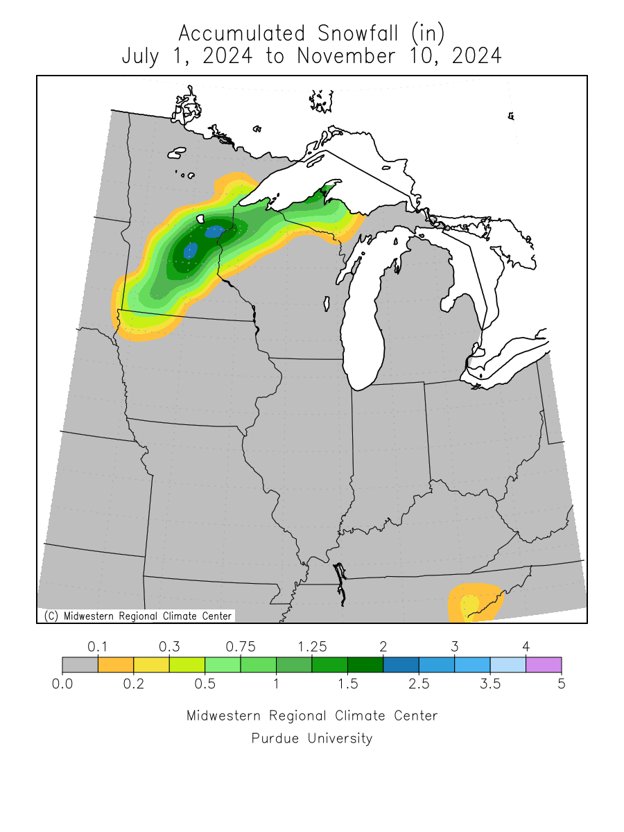 Accumulated snowfall to date