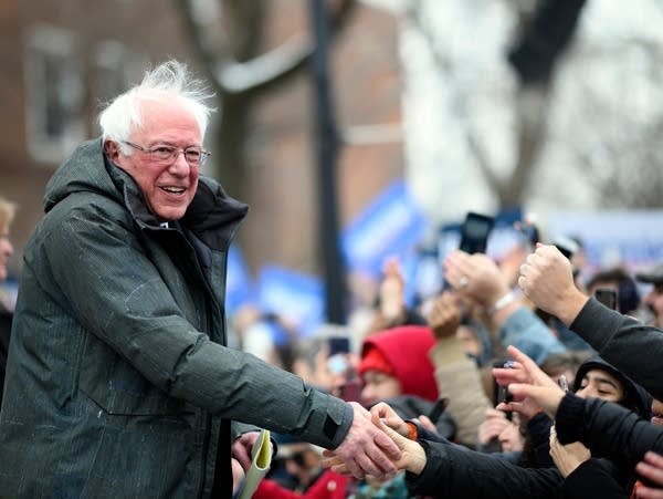 U.S. Sen. Bernie Sanders arrives for a rally