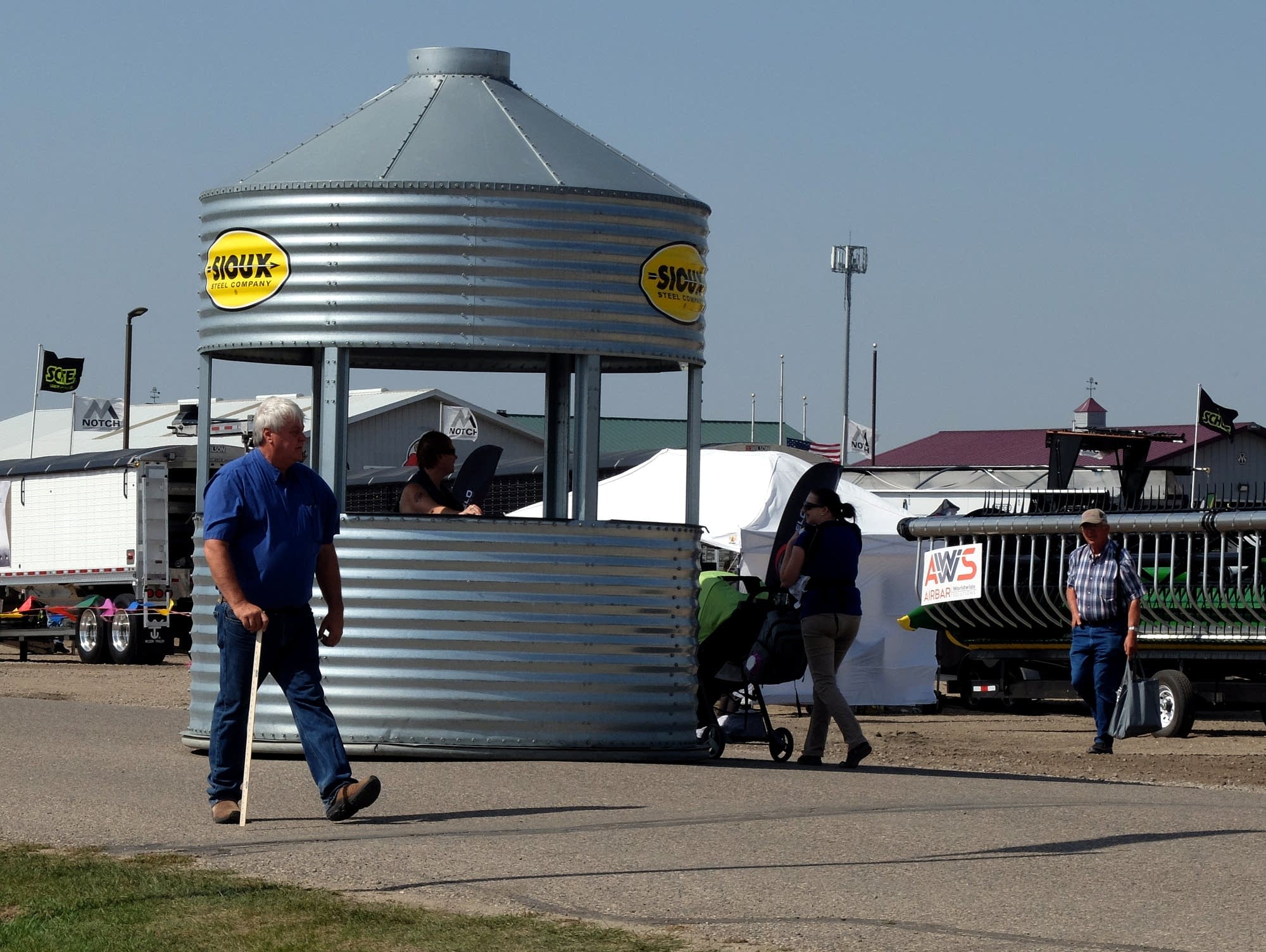 Soybean harvesting tools at the Big Iron Farm Show in West Fargo, N.D.