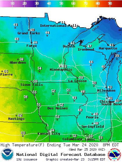 Gradually warmer; pre-April showers this week