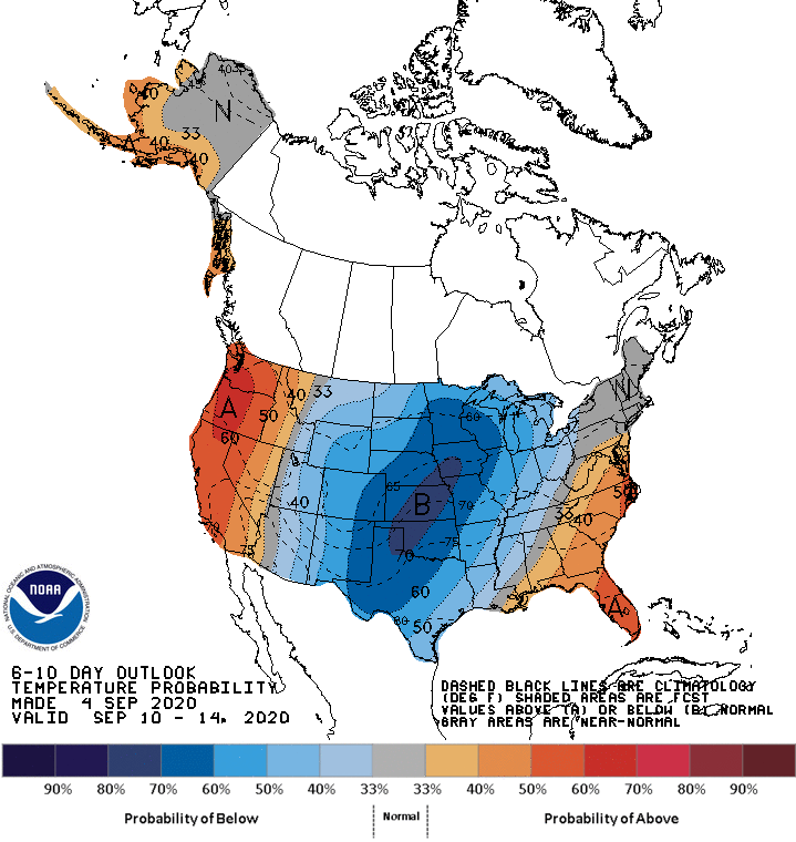 NOAA 6 to 10-day temperature outlook