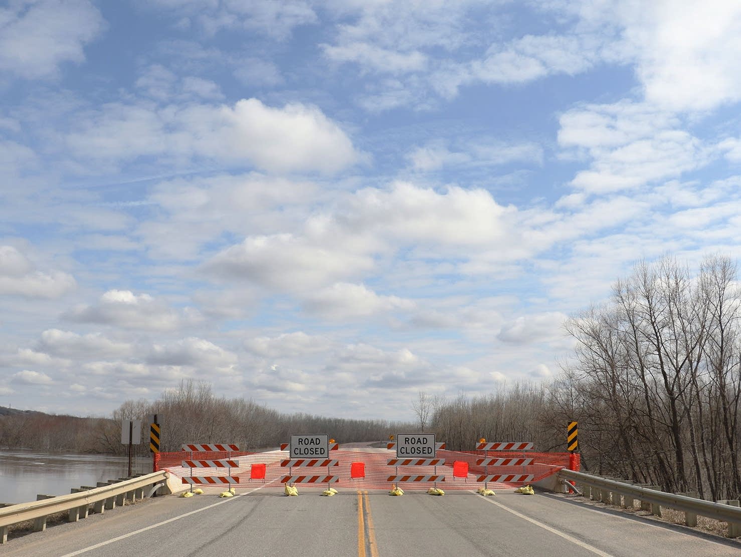 A bridge across the Minnesota River is closed due to flooding