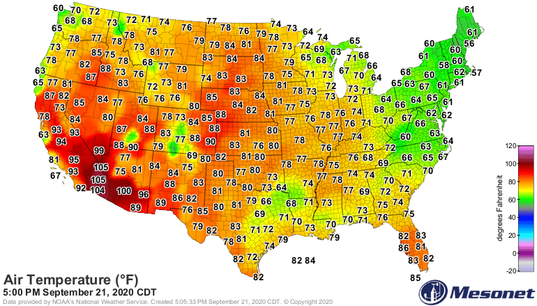 Temperatures Monday afternoon