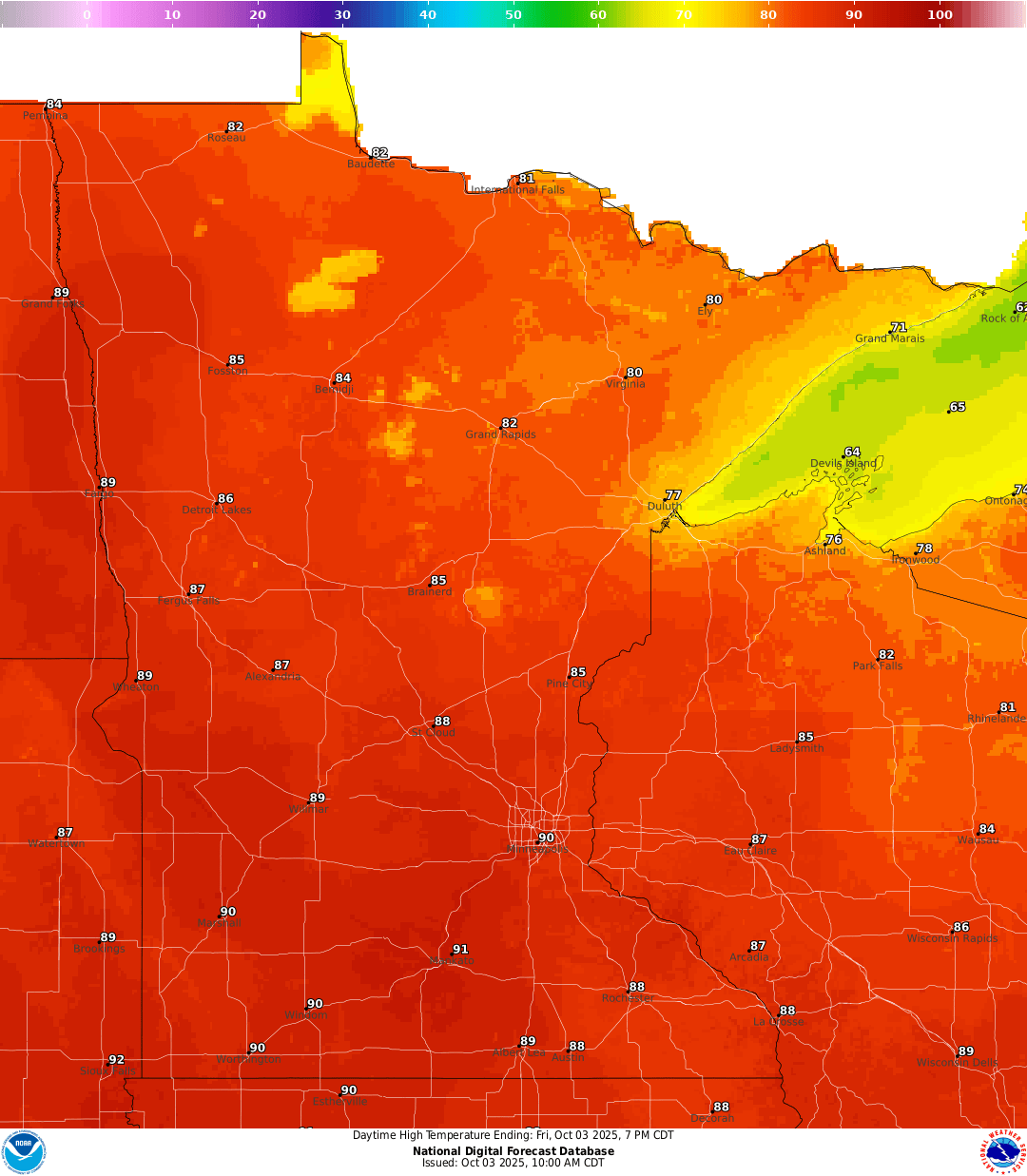 Highs for Friday