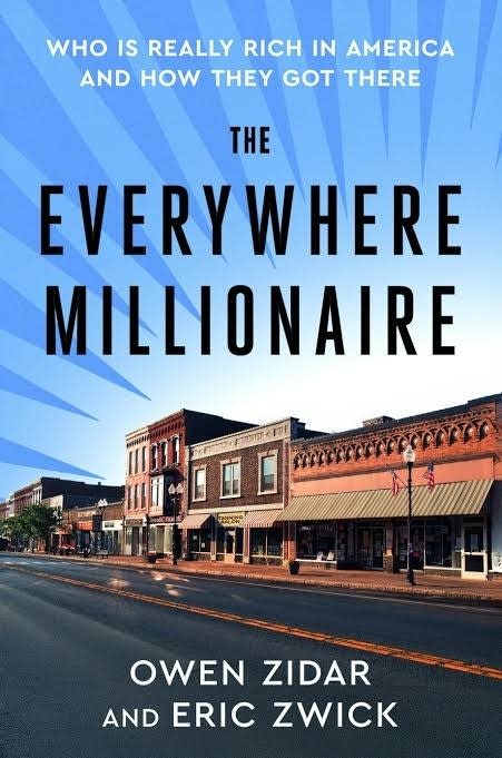 The book cover for "The Everywhere Millionaire." It features storefronts in a downtown area in a small town.