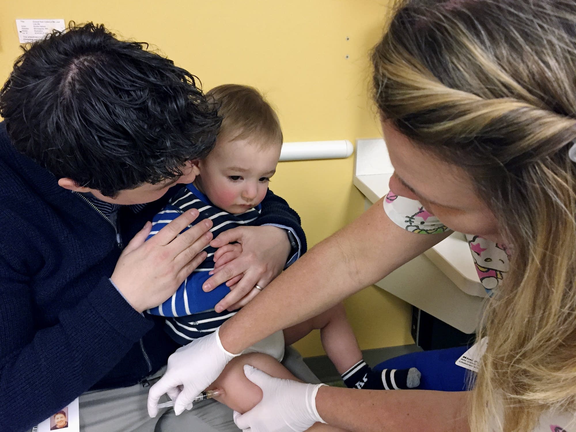 August Goepferd, 15 months, received the MMR booster.