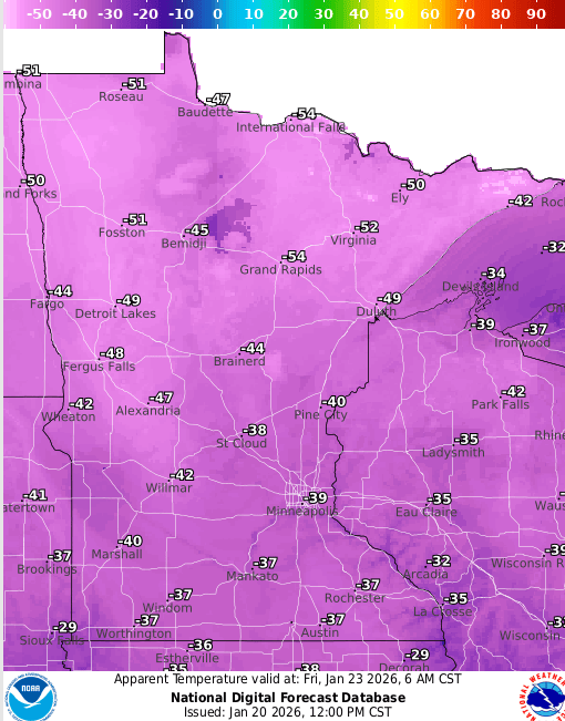 Wind chill readings