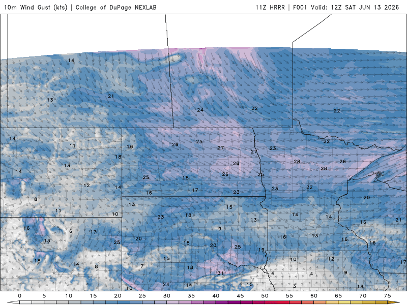 Wind speed and direction for Saturday 7 a.m. to 7 p.m. 