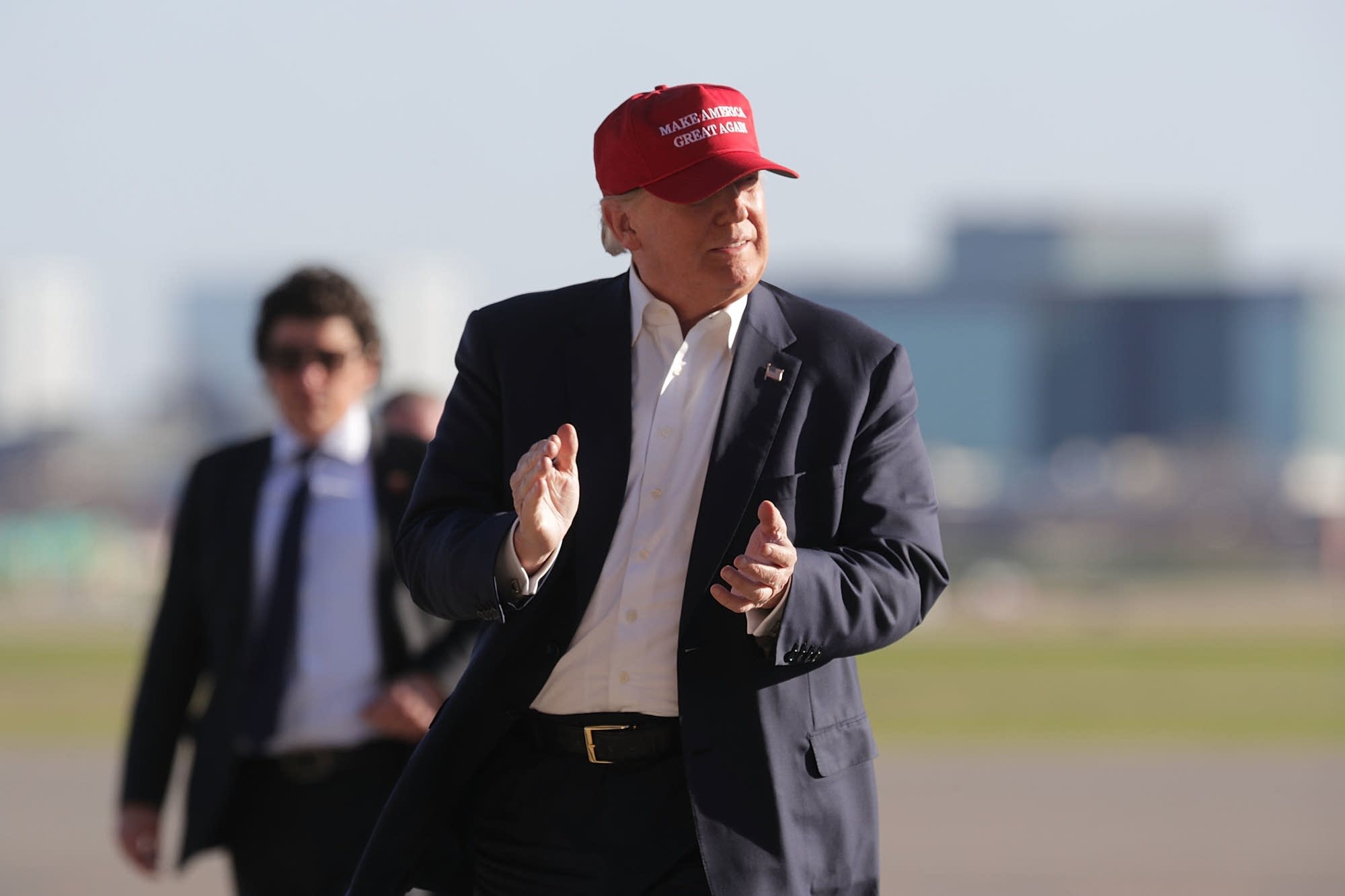 Donald Trump arrives in Minneapolis for rally.