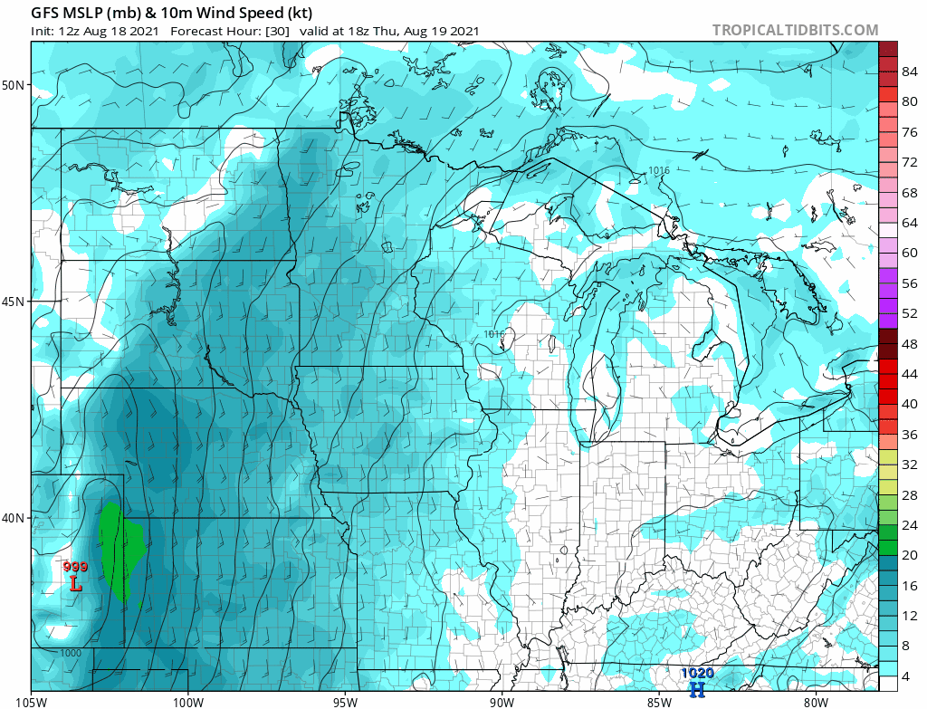 NOAA GFS wind forecast