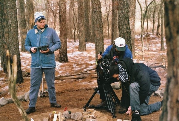 A crew in the field filming